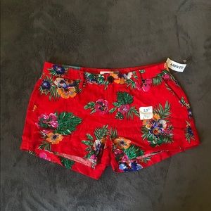Old Navy 3.5” Red Shorts with Floral Print